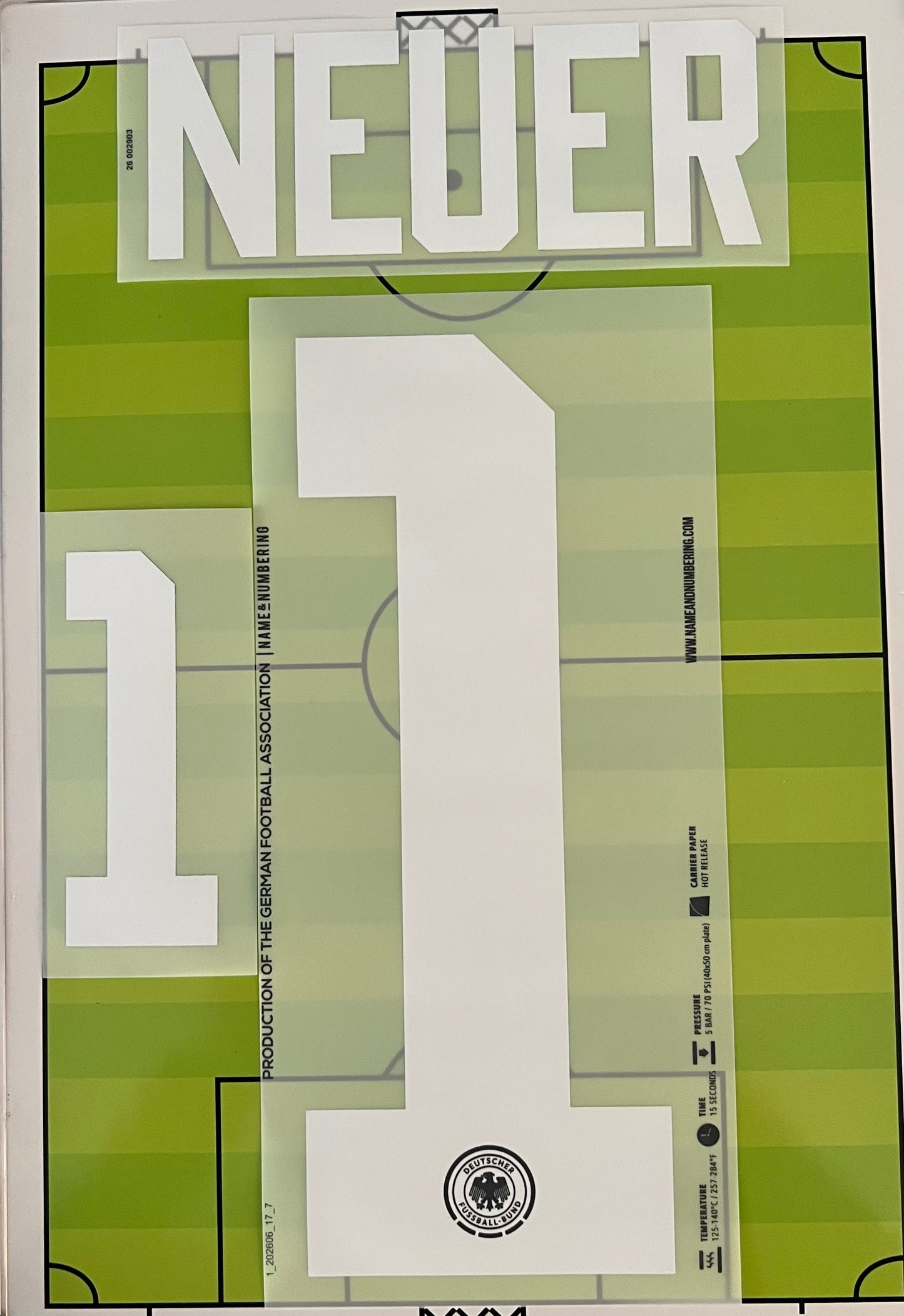 Flocage Nameset Officiel Trikotbeflockung NEUER #1 Allemagne Domicile Home 202