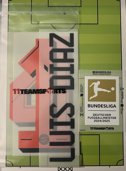 Flocage Nameset Officiel LUIS DIAZ #14 Exterieur 25 26 + Bundesliga Badge