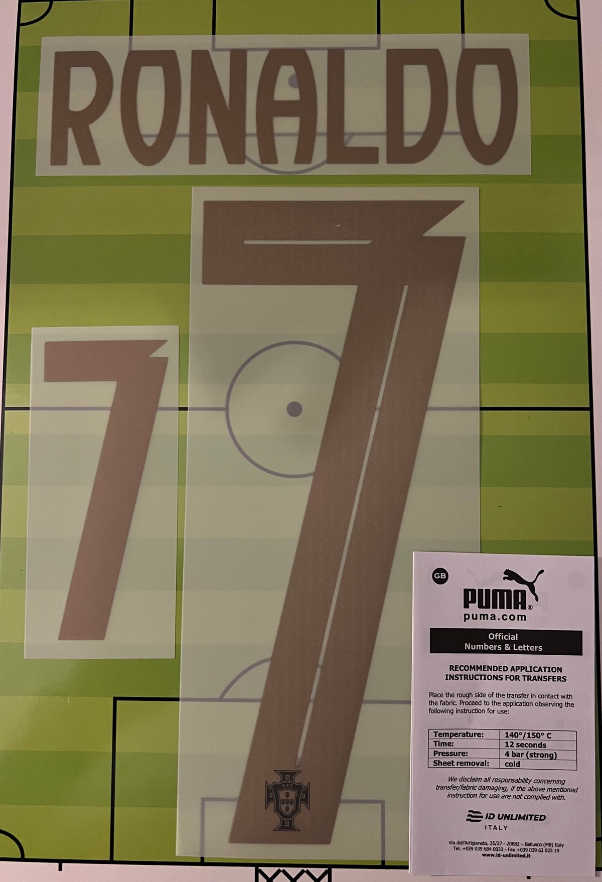 Flocage Nameset Officiel Ronaldo #7 Portugal Third 2025 Spécial Édition 60 Ans Ballon d’or Eusebio