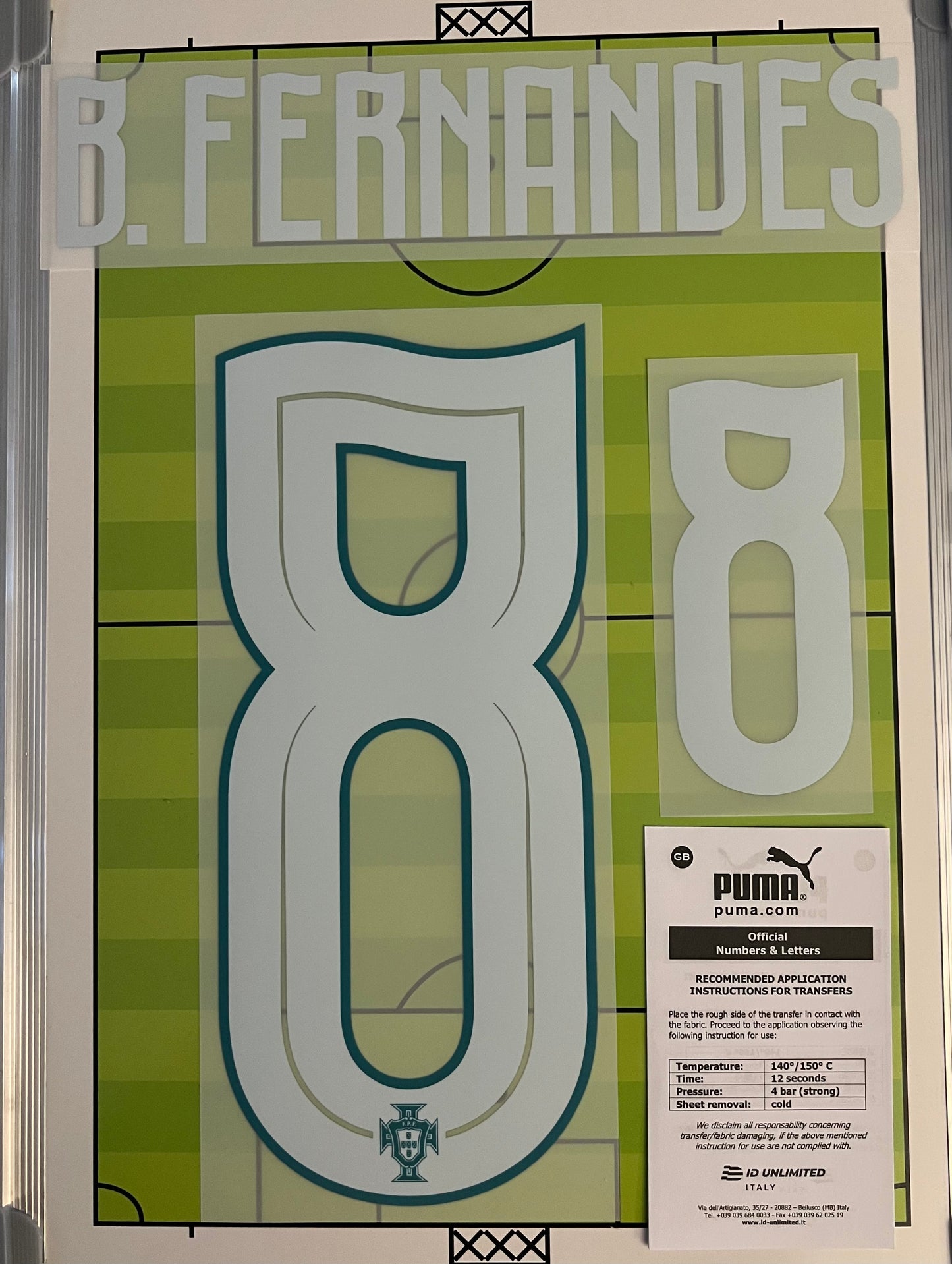 Flocage nameset Officiel Bruno Fernandes #8 Portugal Home Domicile Coupe du Monde 2026