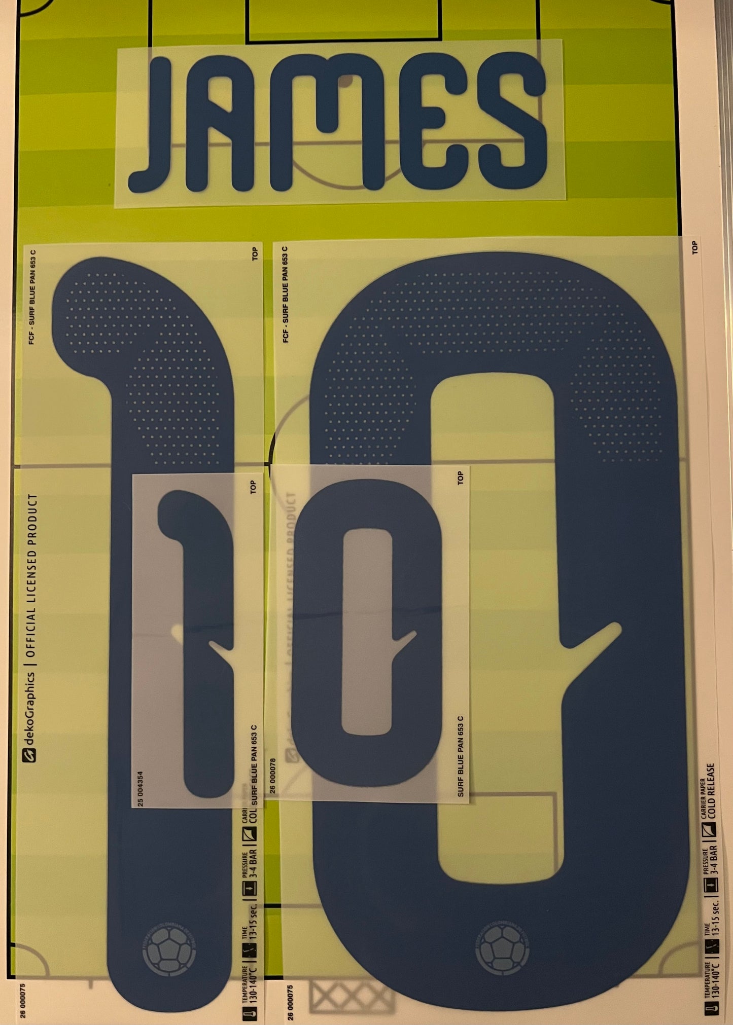 Flocage Nameset Officiel JAMES Rodriguez #10 Domicile Home Colombia Colombie 2026