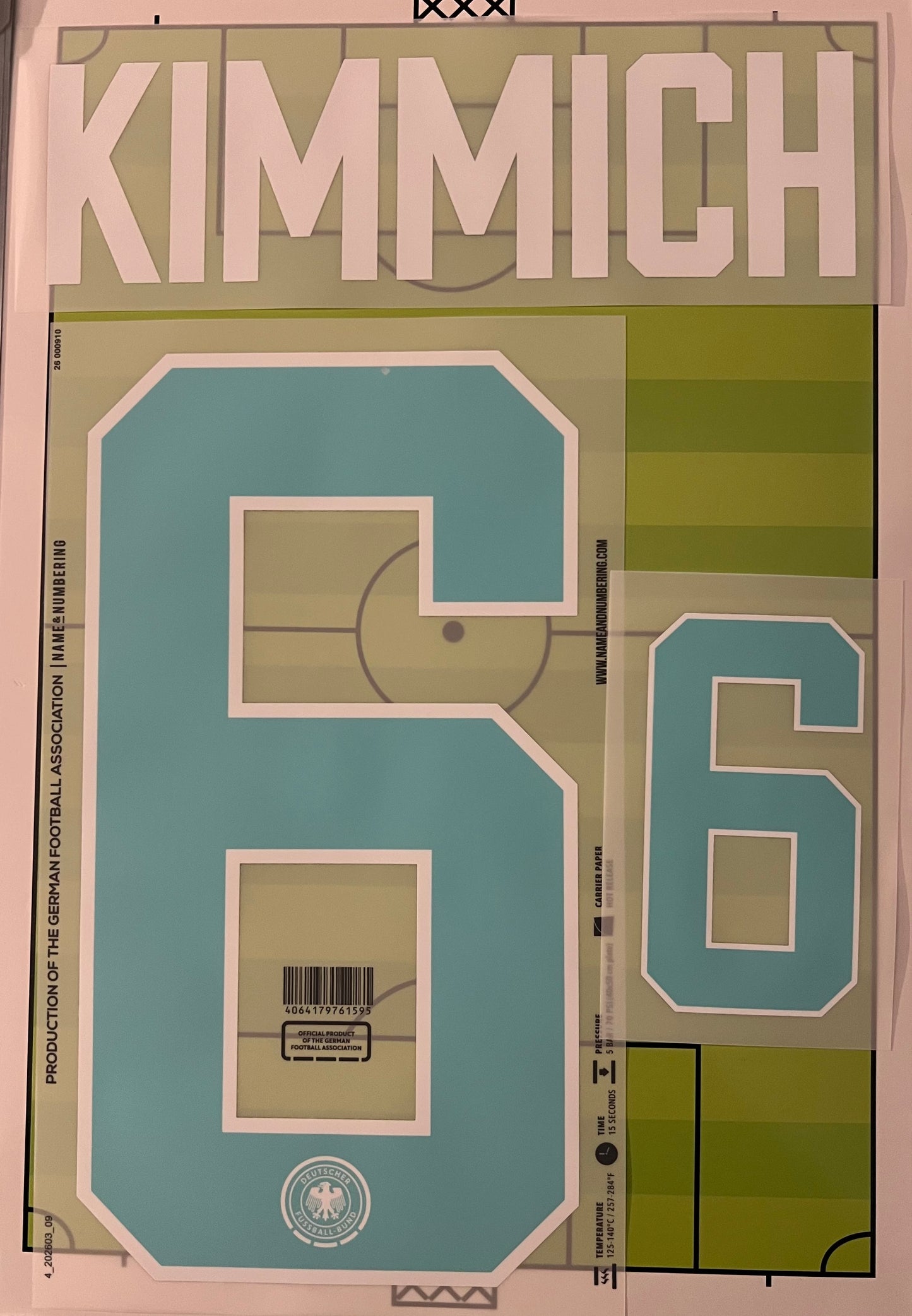 Flocage Nameset Officiel Trikotbeflockung KIMMICH #6 Allemagne Away Extérieur 2026 Germany