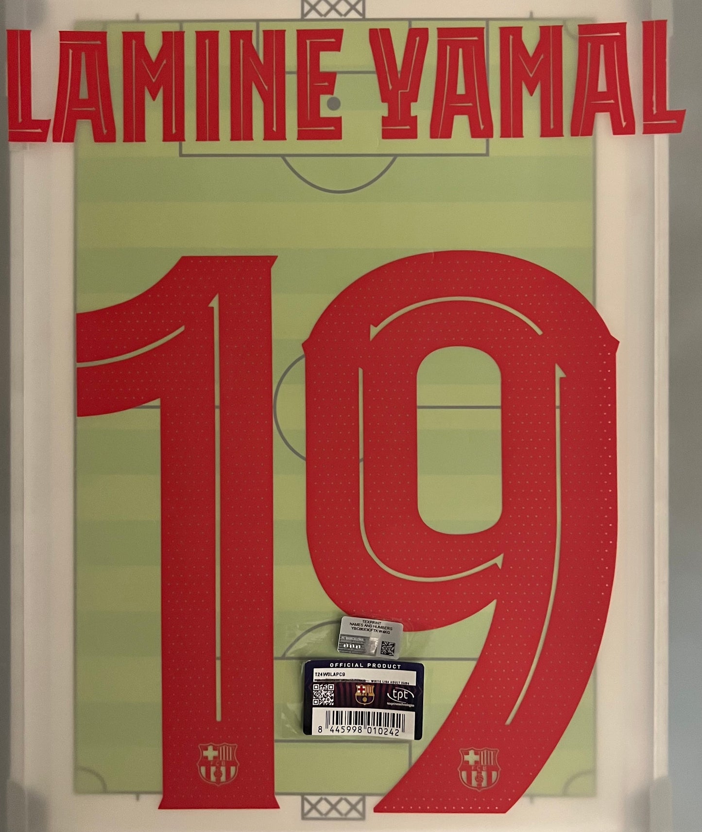 Flocage Nameset Officiel #19 LAMINE YAMAL Barcelone 2024 2025 Extérieur Away