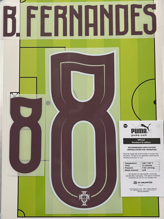 Flocage Nameset Officiel Bruno Fernandes #8 – Portugal Extérieur (Away) Coupe du Monde 2026