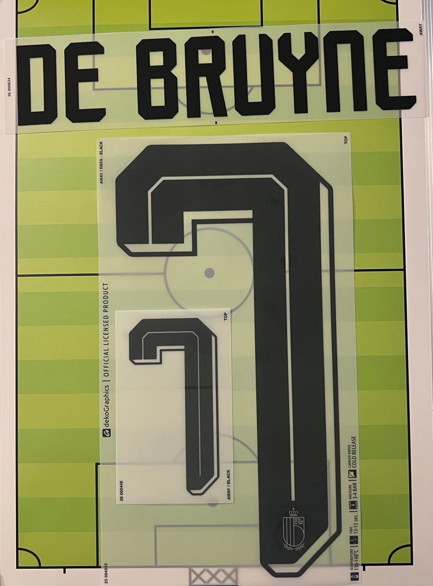 Flocage Nameset Officiel  De Bruyne #7 Belgique Away Extérieur  Coupe Du Monde 2026
