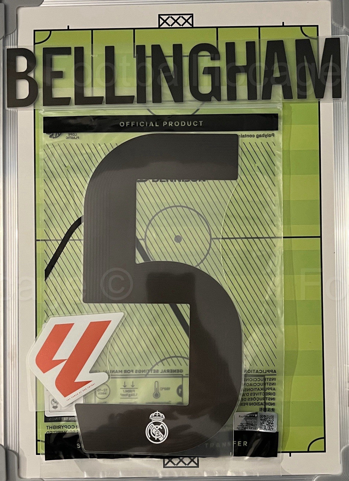 Flocage NameSet Officiel BELLINGHAM #5 Madrid 25 26 Home Domicile + Liga Badge