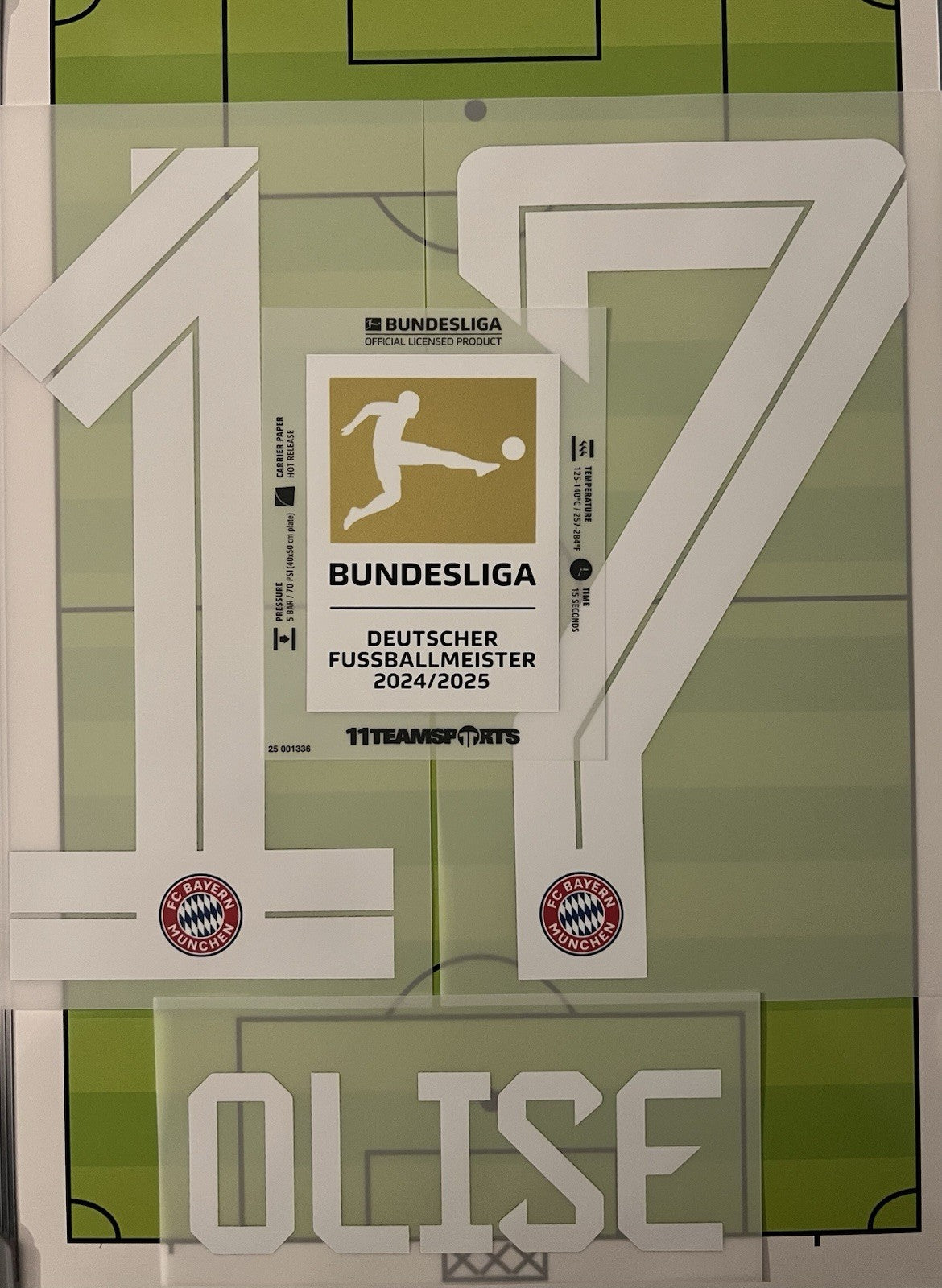 Flocage Nameset Officiel OLISE #17 Domicile 25 26 BayerMunich + Bundesliga Badge