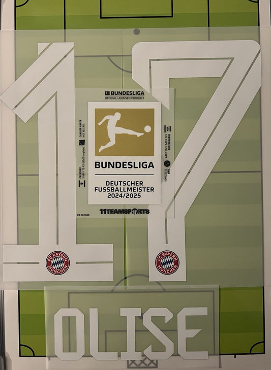 Flocage Nameset Officiel OLISE #17 Domicile 25 26 BayerMunich + Bundesliga Badge