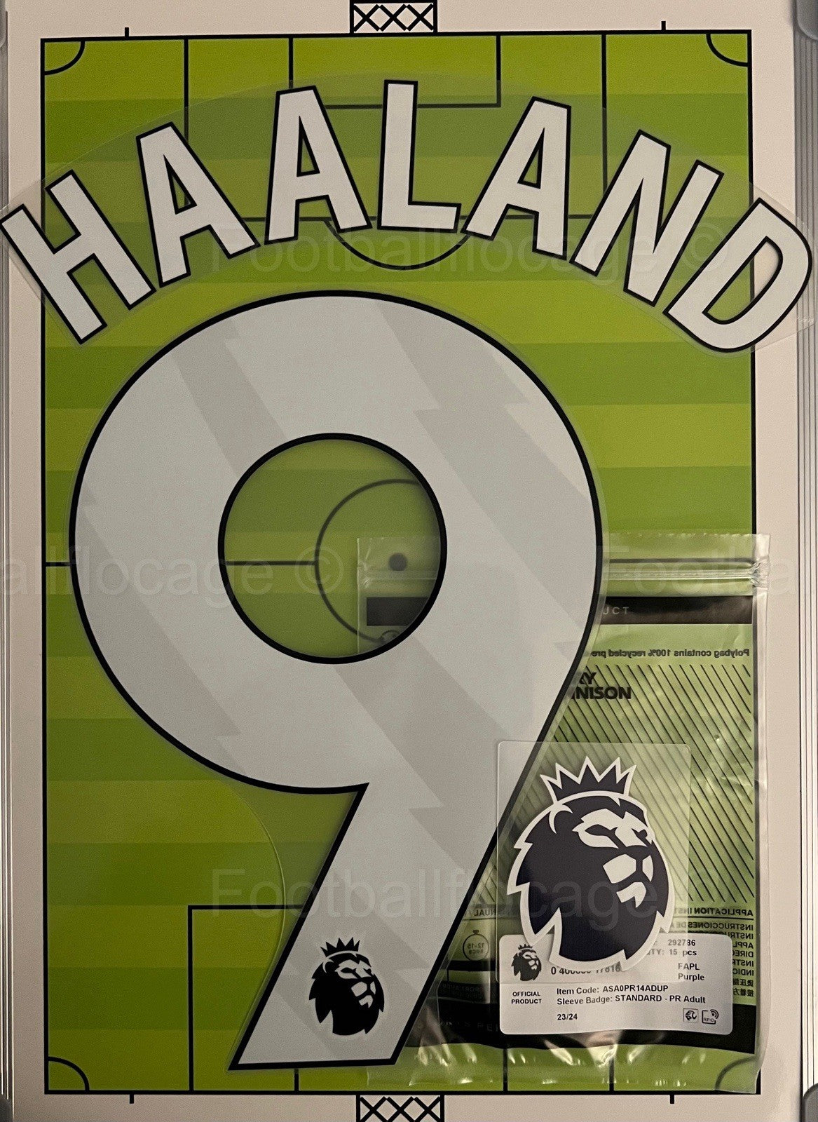 Flocage Nameset Officiel Haaland #9 + Patch Premier League Man City 2025/26