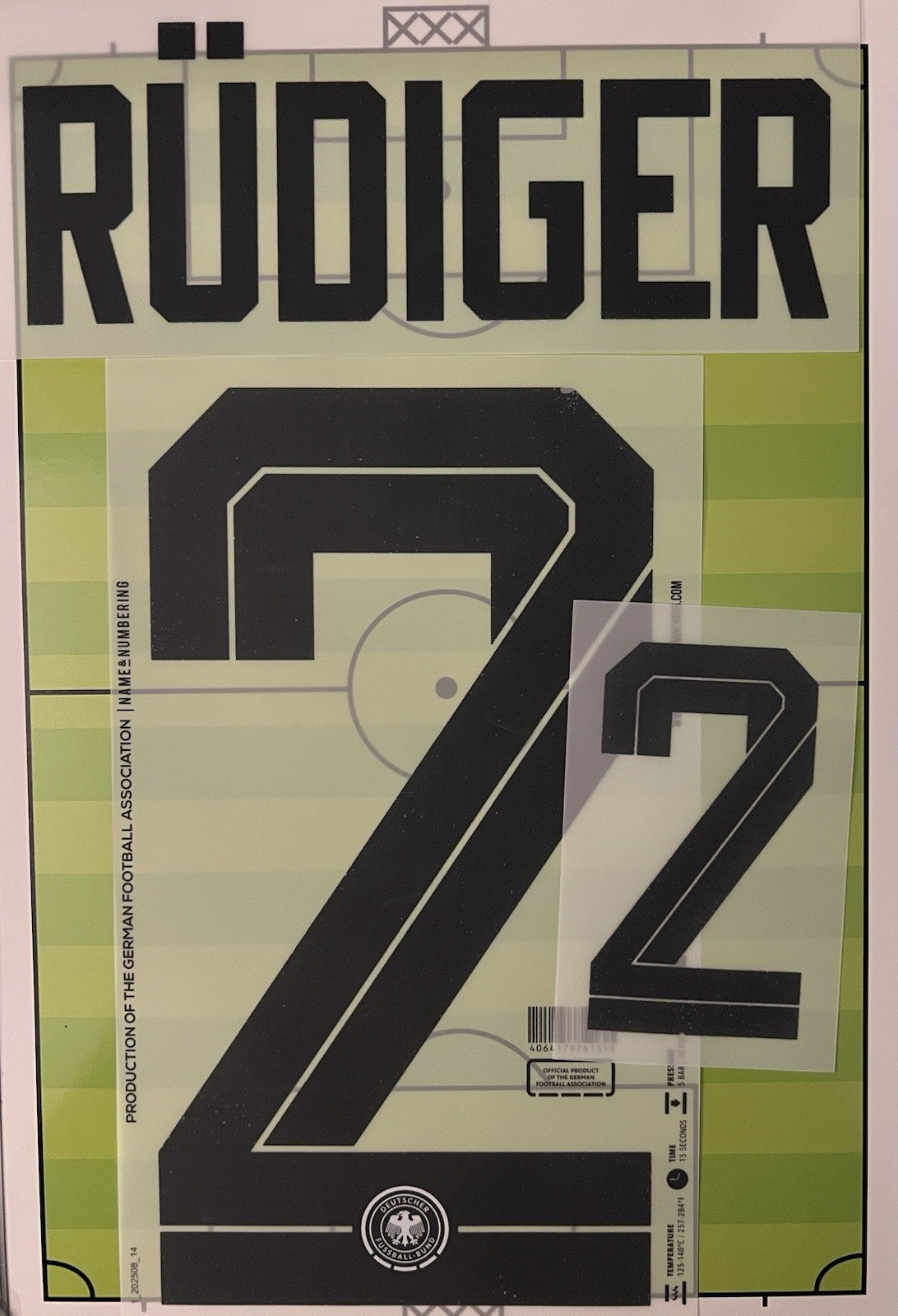 Flocage Nameset Officiel RUDIGER #2 Allemagne 2026. World Cup 26  Home Domicile