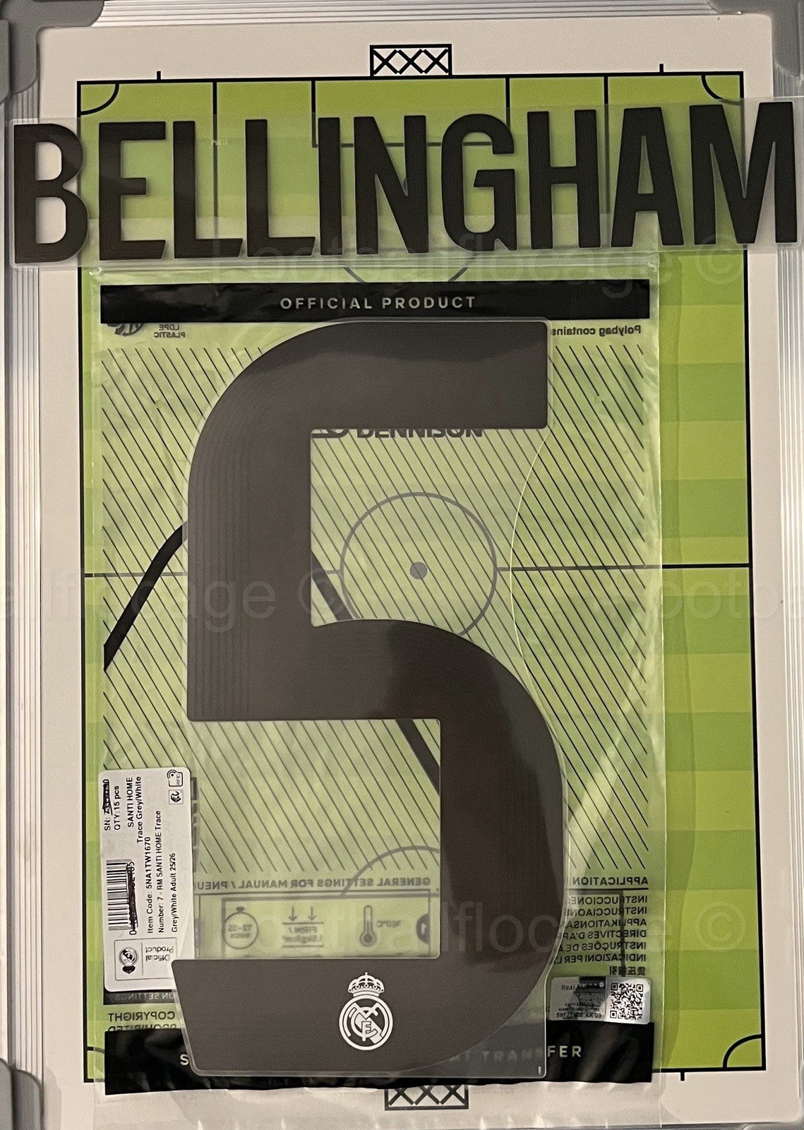 Flocage NameSet Officiel BELLINGHAM #5 Real Madrid 2025/2026 Home Domicile