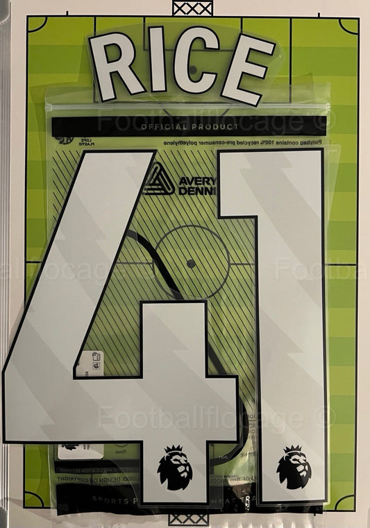 Flocage Nameset Officiel RICE #41 Arsenal  2025 2026 Domicile Home Away Ext