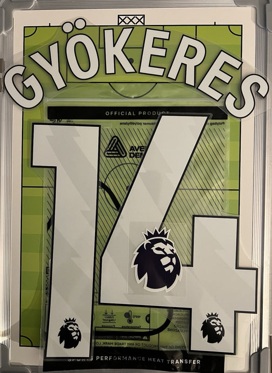 Flocage Nameset Officiel GYOKERES #14 Arsenal  2025 2026 + Sleeve Badge EPL