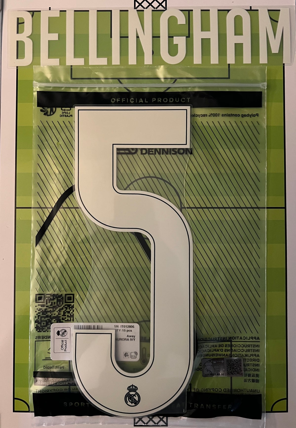 Flocage Nameset Officiel Bellingham #5 Real Madrid 2026/2027 – Extérieur away