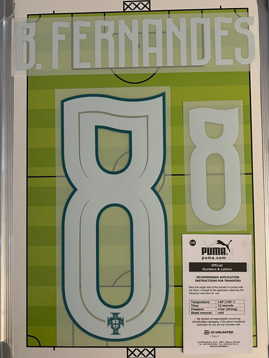 Flocage nameset Officiel Bruno Fernandes #8 Portugal Home Domicile  Coupe du Monde 2026