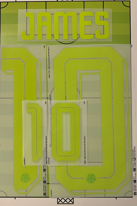 Flocage Nameset Officiel JAMES  Rodriguez #10 extérieur away  Colombia Colombie 2026