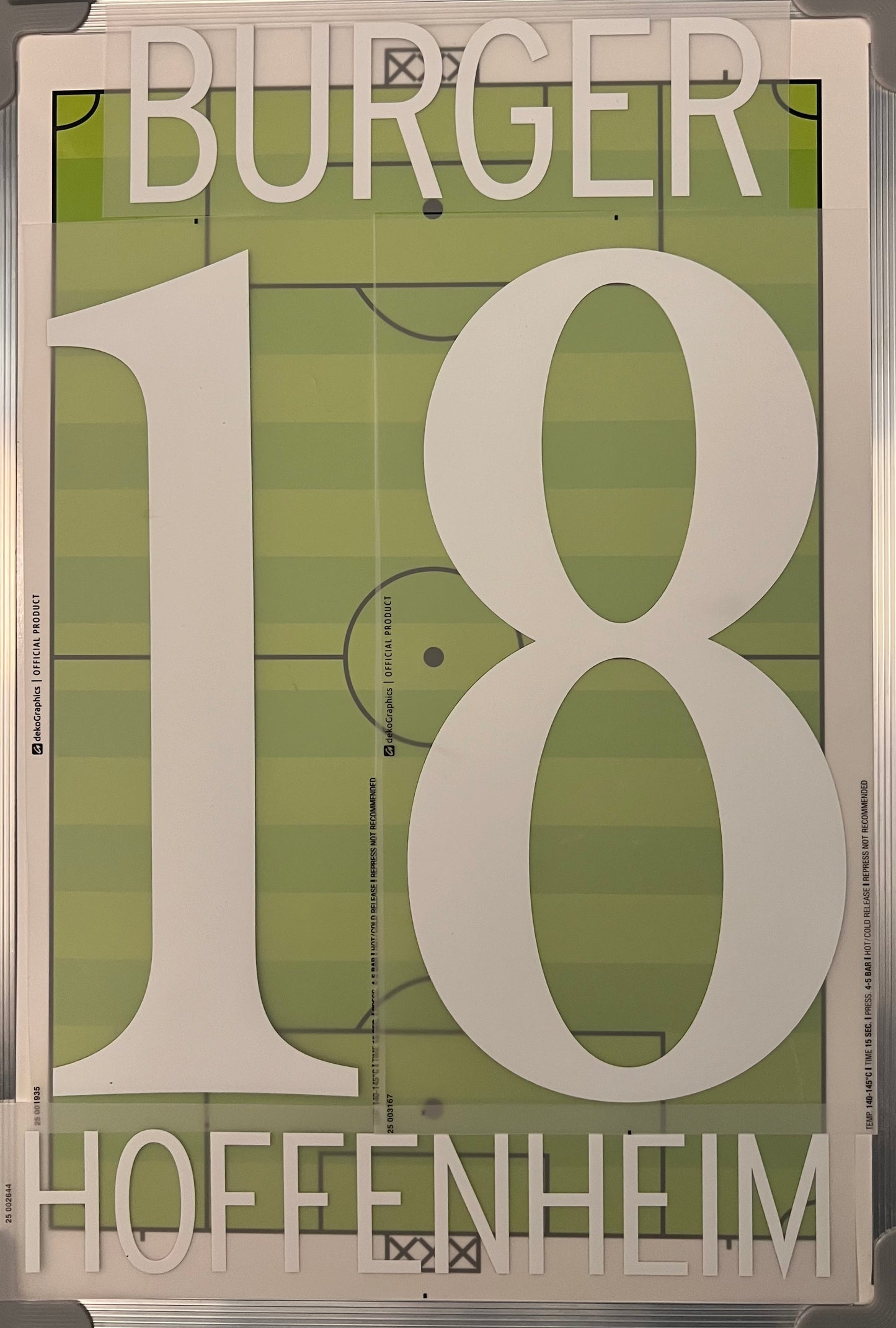 Flocage Nameset Officiel Trikot Beflockung Hoffenheim 2025/2026  BURGER #18 Home domicile