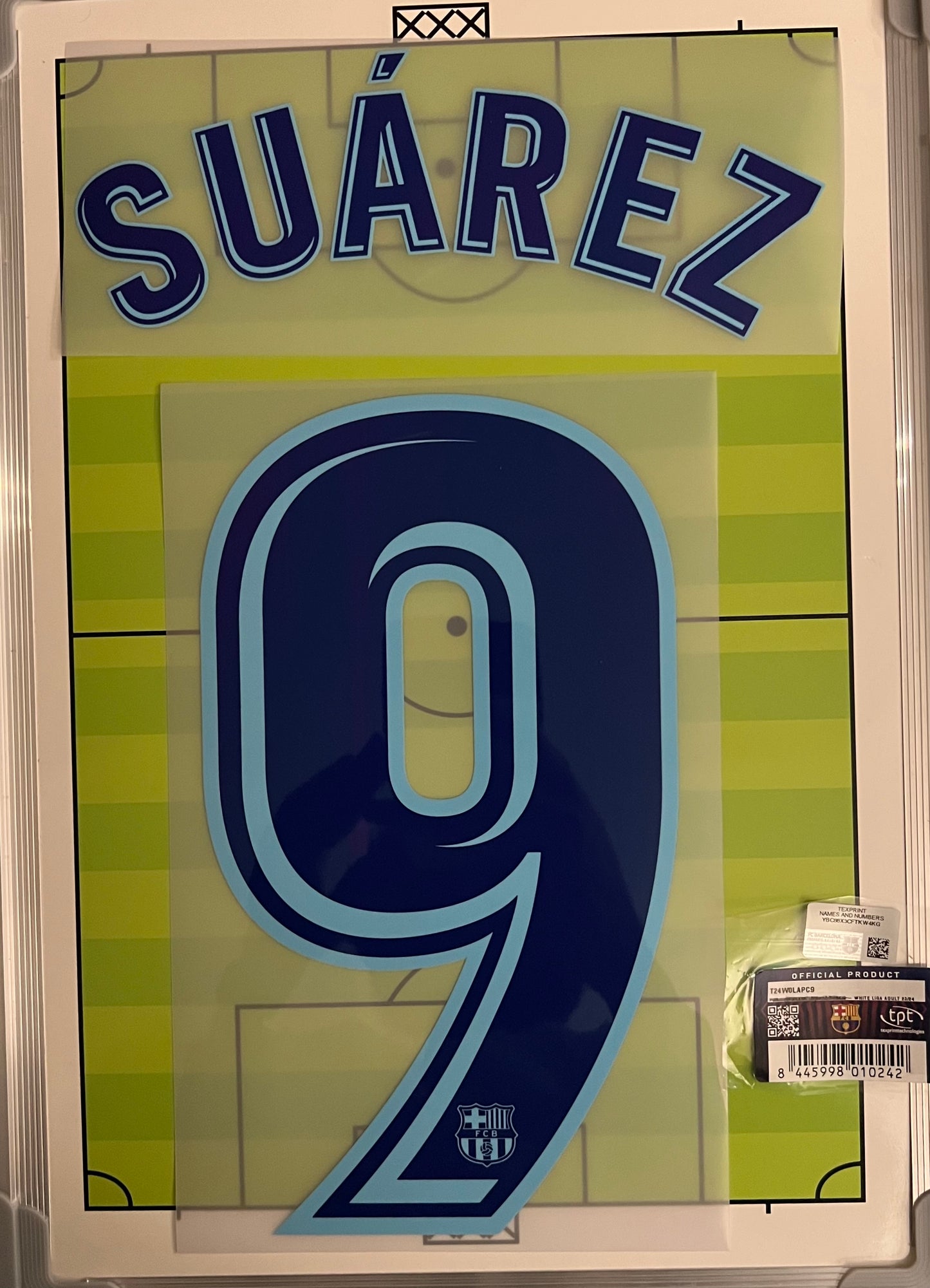 Flocage Nameset Retro Officiel #9 SUAREZ FC Barcelone 2017 2018 Extérieur