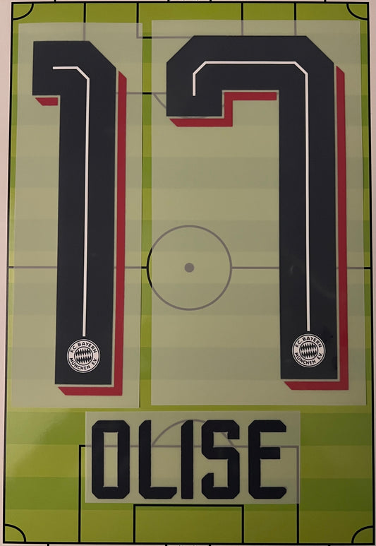 Flocage Nameset Officiel OLISE #17 Bayern Munich Extérieur Away 2026/2027