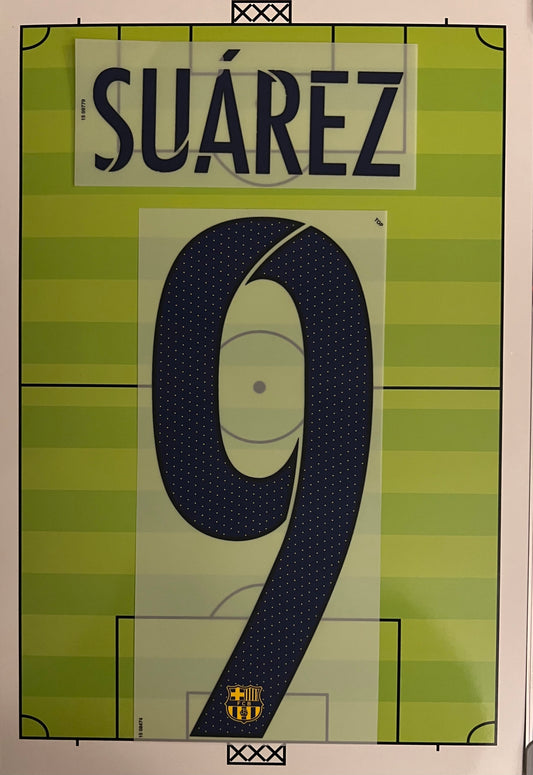 Flocage Retro Officiel #9 SUAREZ FC Barcelone 2015 2016 Extérieur