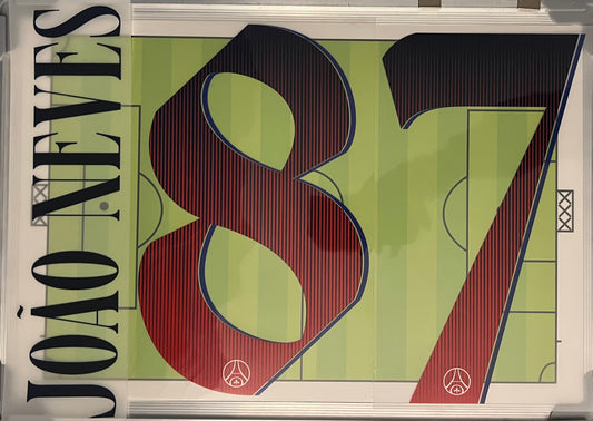 Flocage Nameset Officiel JOAO NEVES #87 Paris 2026/27 extérieur away  CUP Champions league (C1) PSG