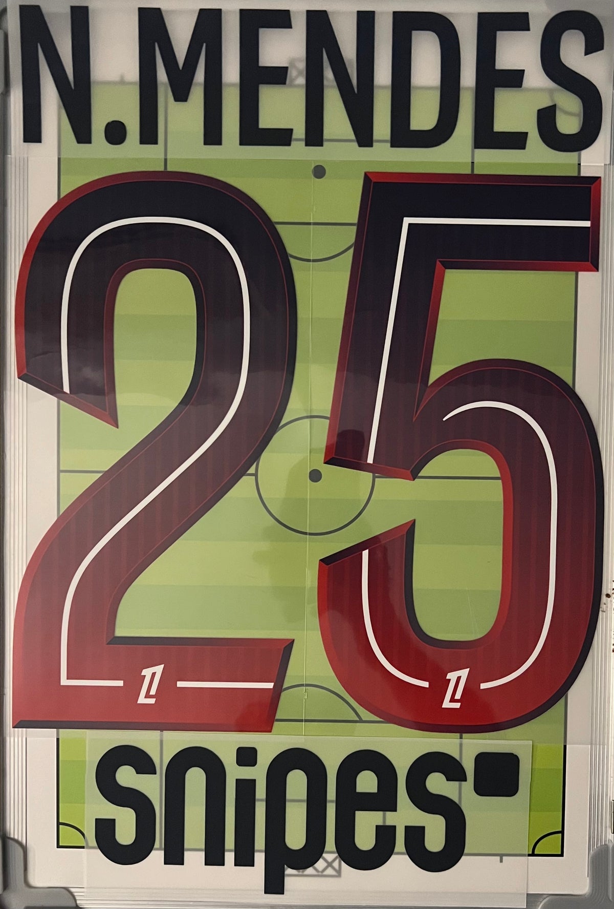 Flocage Nameset Officiel NUNO MENDES #25 Paris 2026/27 away extérieur PSG version ligue 1