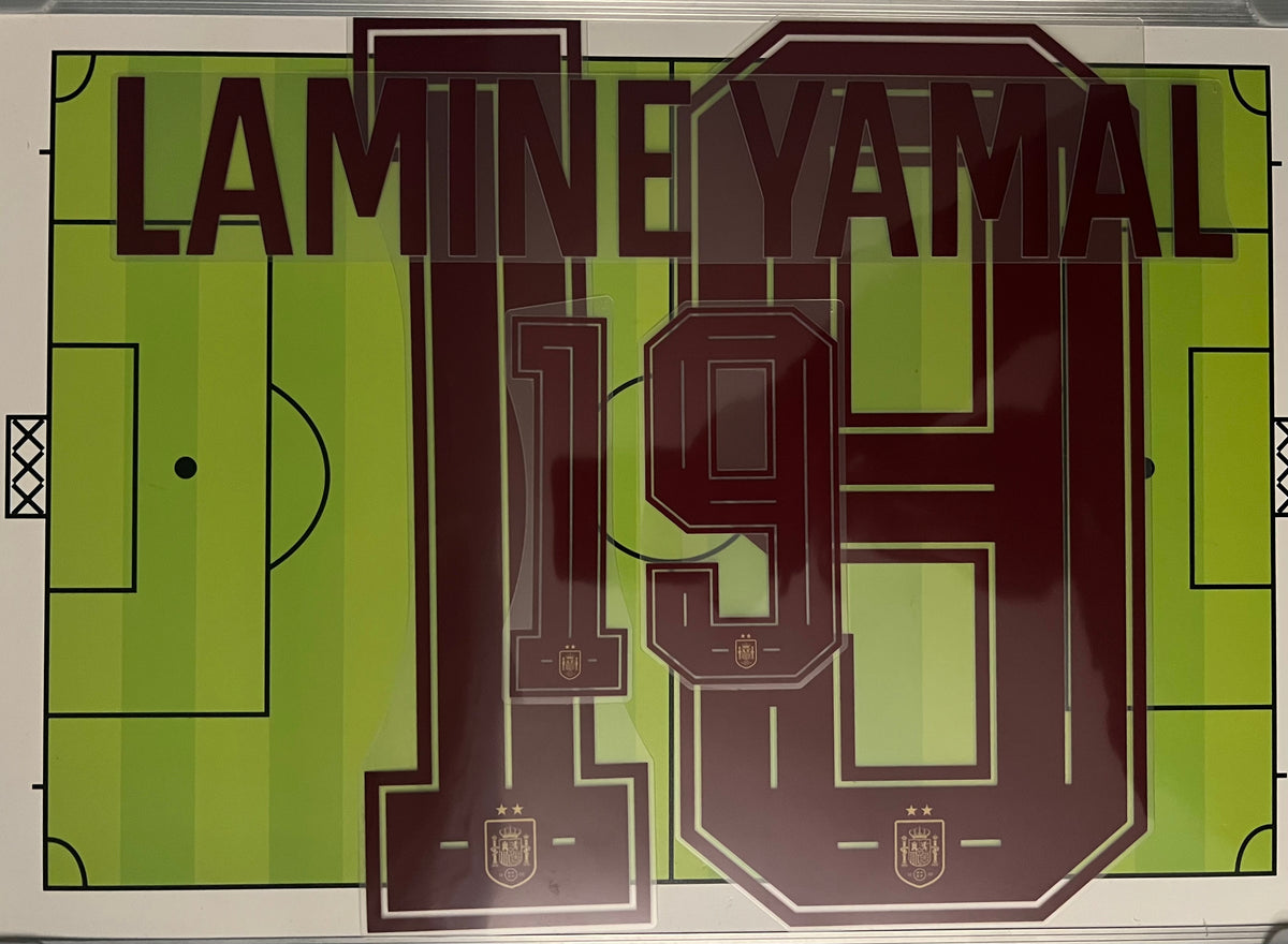 Flocage 2 étoiles Nameset Officiel Lamine Yamal #19 Espagne Spain 2026 Away Extérieur World Cup 2 stars