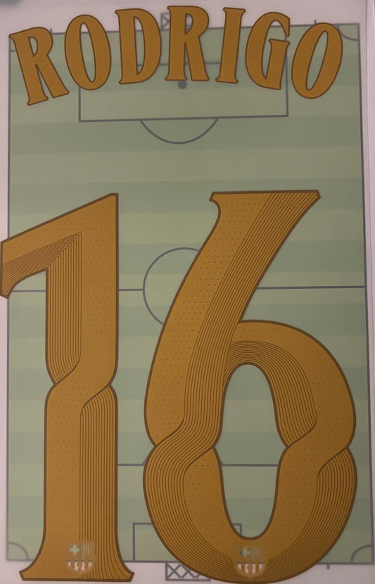 Flocage Nameset Officiel RODRIGO #16 2026 2027 FC Barcelone Domicile Home Version UCL