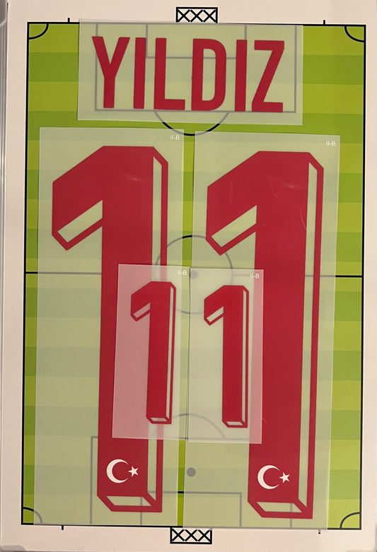 Flocage Nameset Officiel  YILDIZ  #11 Extérieur Turquie Türkiye 2026 World Cup