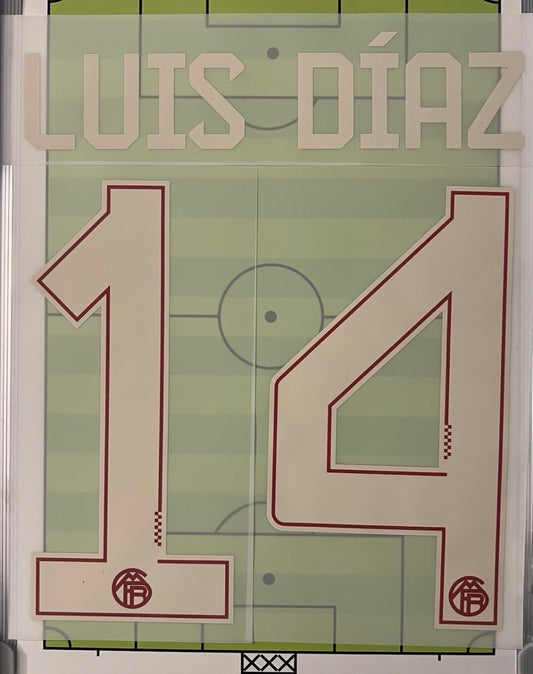 Flocage  Nameset Officiel  LUIS DIAZ  #14 Third Ligue des Champions 2025 2026 Bayern Munich
