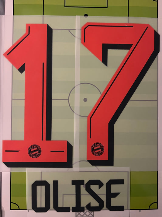 Flocage  Nameset Officiel  OLISE  #17 Away Exterieur Bayern Munich 2025 2026