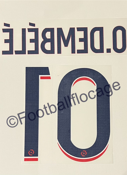 Flocage Nameset Officiel O.DEMBÉLÉ #10 Paris Saint Germain PSG. Extérieur away 2023 2024 version Ligue 1